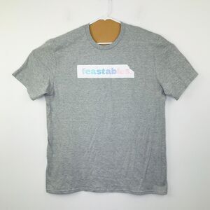 MrBeast Mens XL T-Shirt Gray Feastables Logo Graphic Short Sleeve Merch Tee AZ11